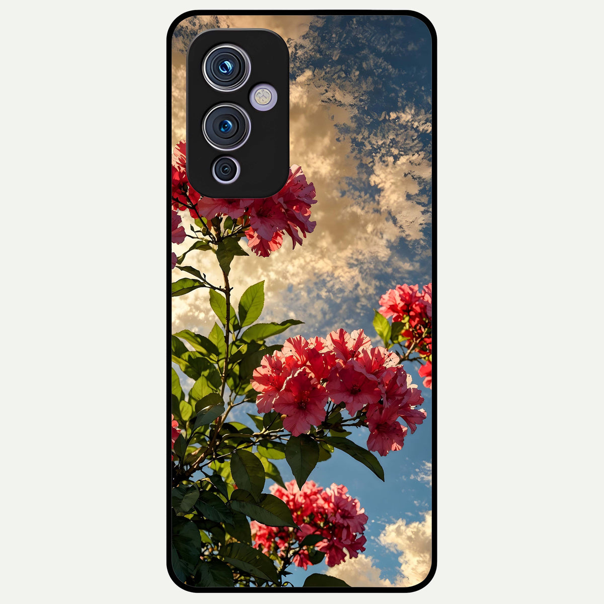  Red Bloom Skies Glass Case For OnePlus 9 back cover – full design glossy printed glass finish
