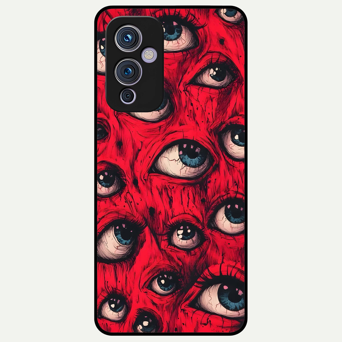  Red Eyes Pattern Glass Case For OnePlus 9 back cover – full design glossy printed glass finish