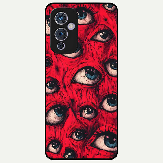  Red Eyes Pattern Glass Case For OnePlus 9 back cover – full design glossy printed glass finish