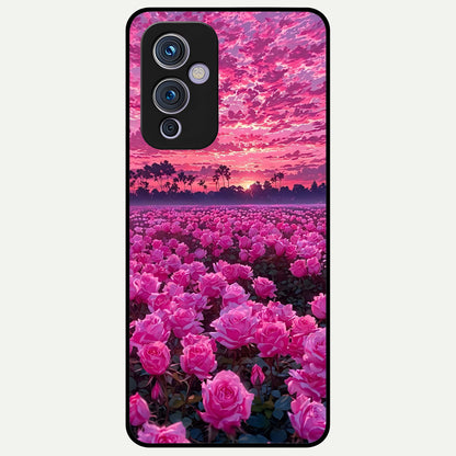  Rose Sunset Valley Glass Case For OnePlus 9 back cover – full design glossy printed glass finish