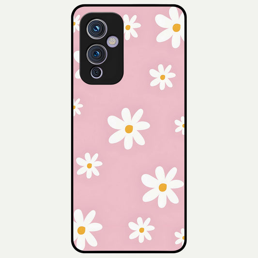  Soft Daisy Bliss Glass Case For OnePlus 9 back cover – full design glossy printed glass finish