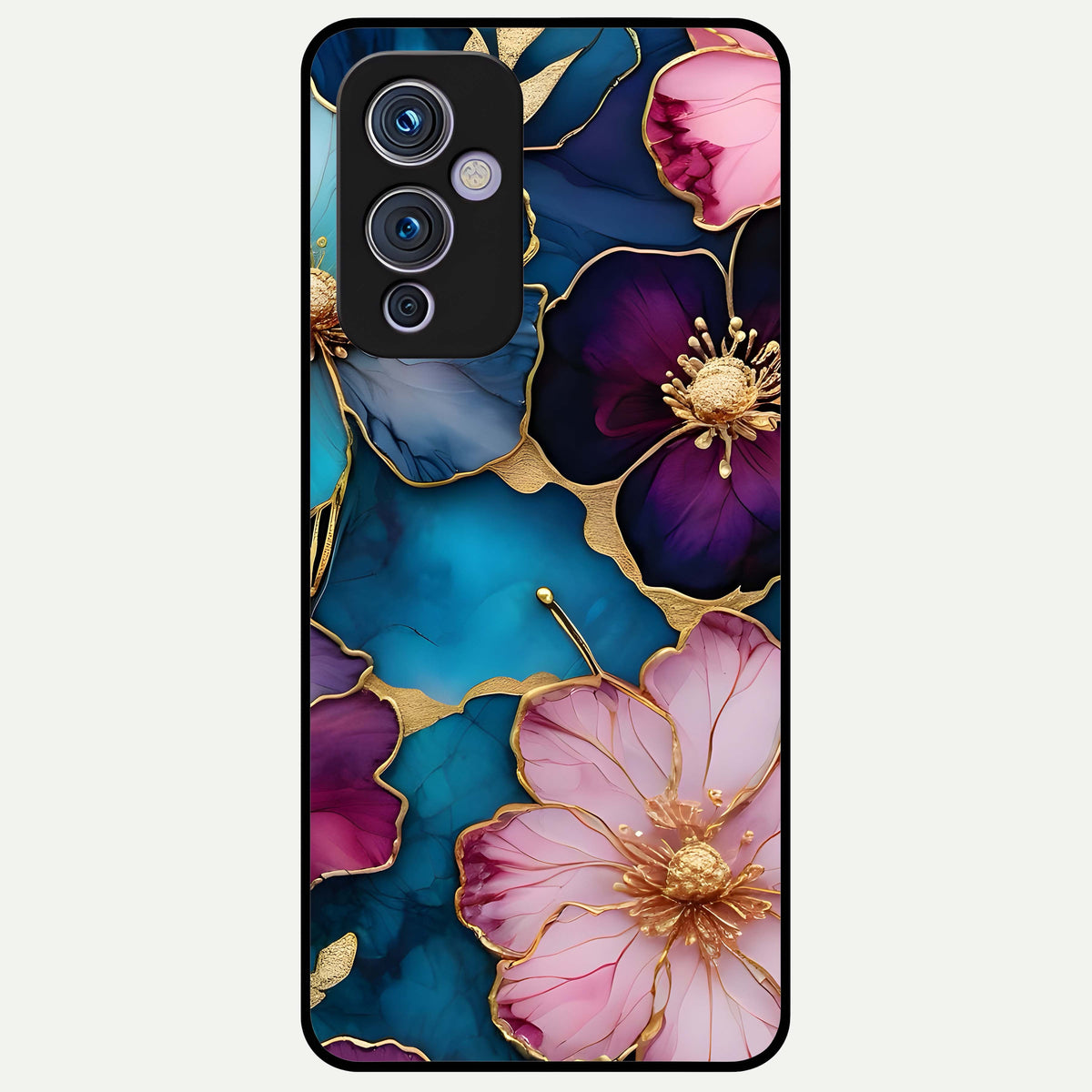  Sparkle Floral Glass Case For OnePlus 9 back cover – full design glossy printed glass finish