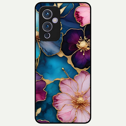  Sparkle Floral Glass Case For OnePlus 9 back cover – full design glossy printed glass finish
