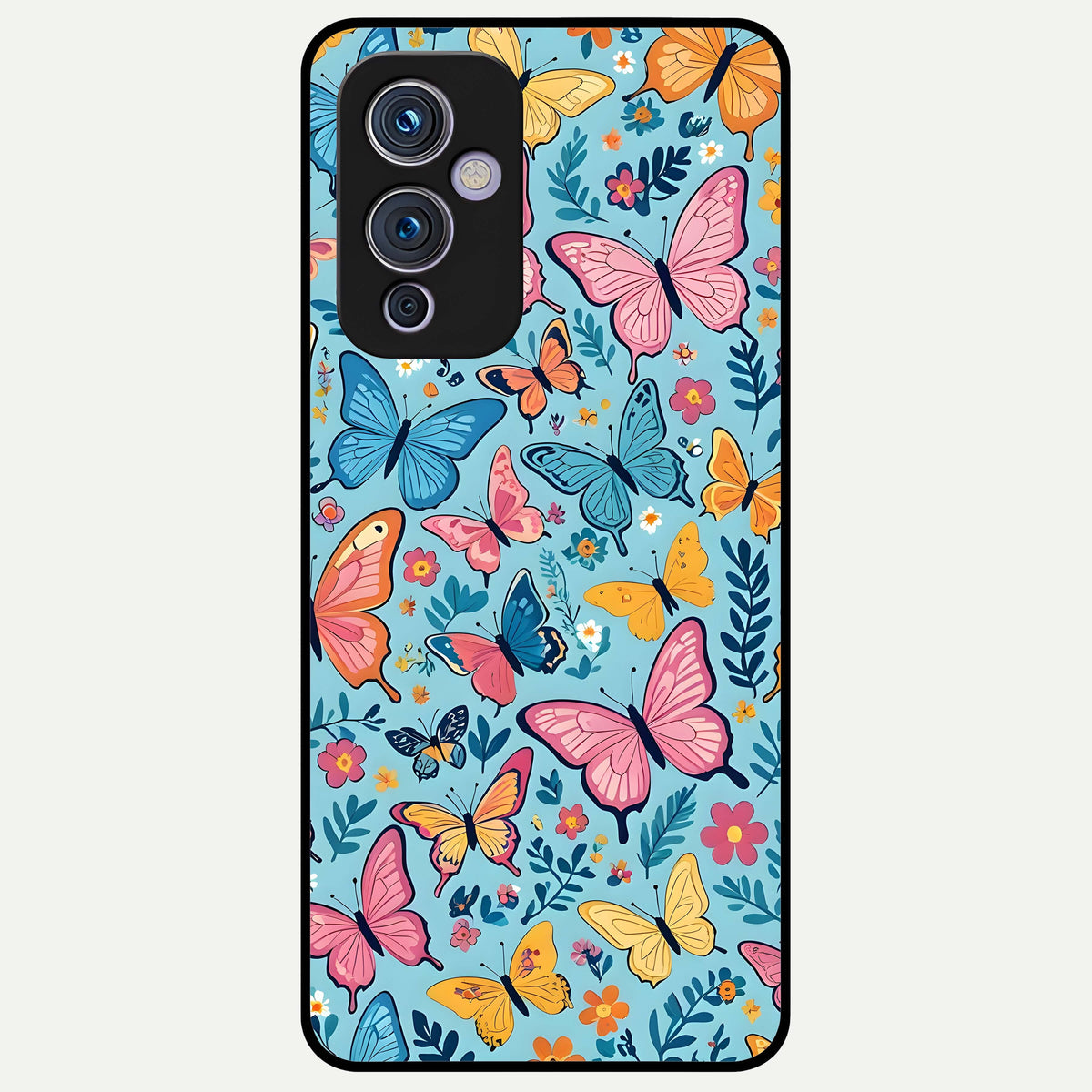  Spring Wing Garden Glass Case For OnePlus 9 back cover – full design glossy printed glass finish