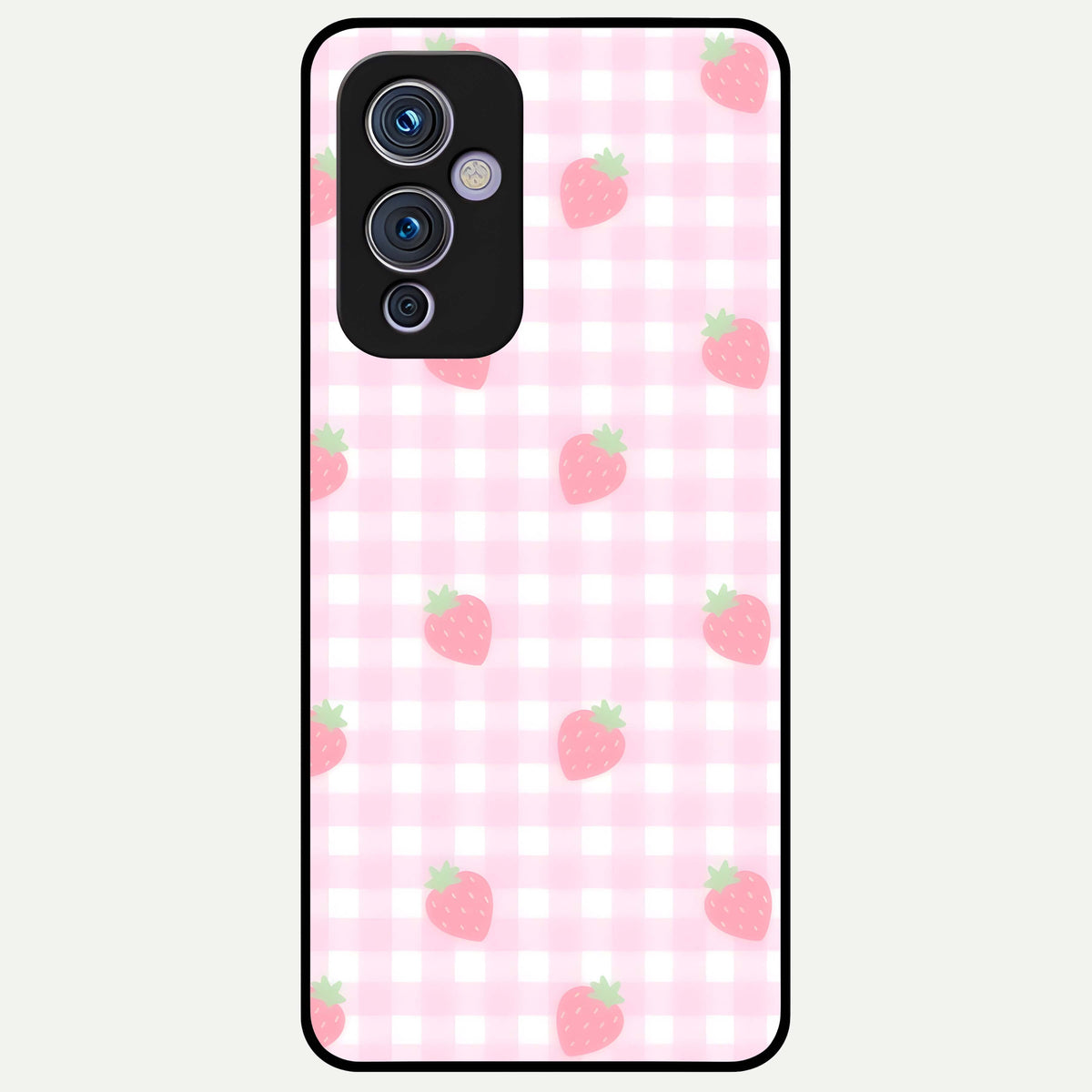  Strawberry Picnic Love Glass Case For OnePlus 9 back cover – full design glossy printed glass finish