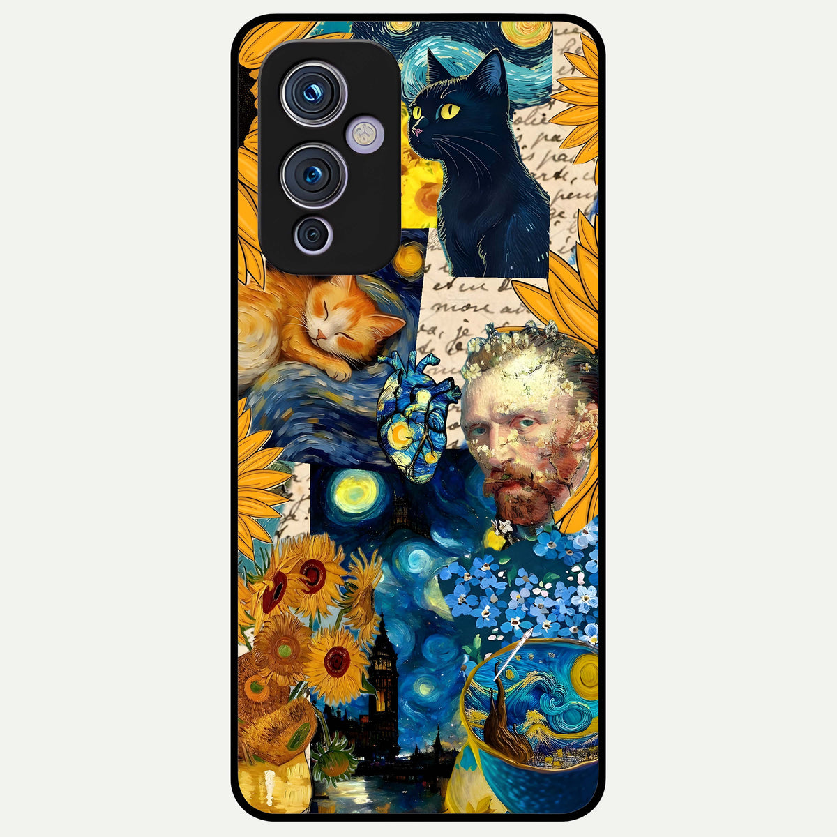  Sunflower Chic Mood Custom Name Glass Case For OnePlus 9 back cover – full design glossy printed glass finish
