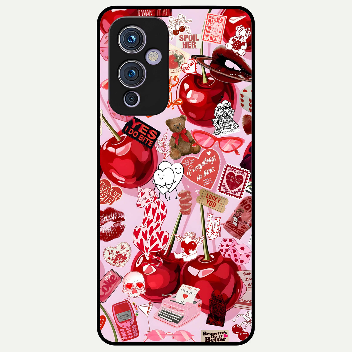  Sweet Cherry Chaos Glass Case For OnePlus 9 back cover – full design glossy printed glass finish