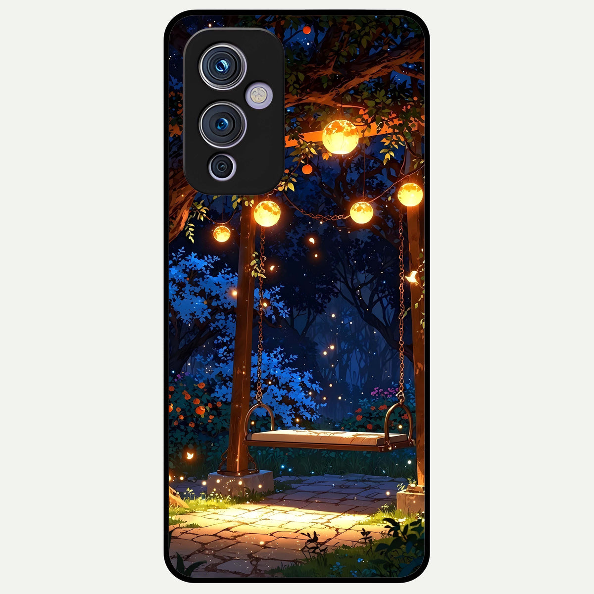  Twilight Garden Swing Glass Case For OnePlus 9 back cover – full design glossy printed glass finish