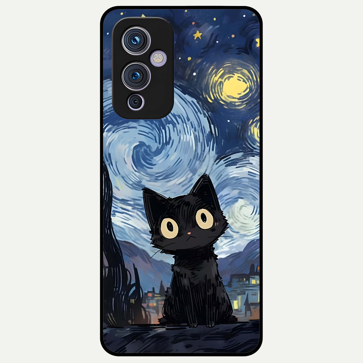 Van Gogh Cat Glass Case For OnePlus 9 back cover – full design glossy printed glass finish