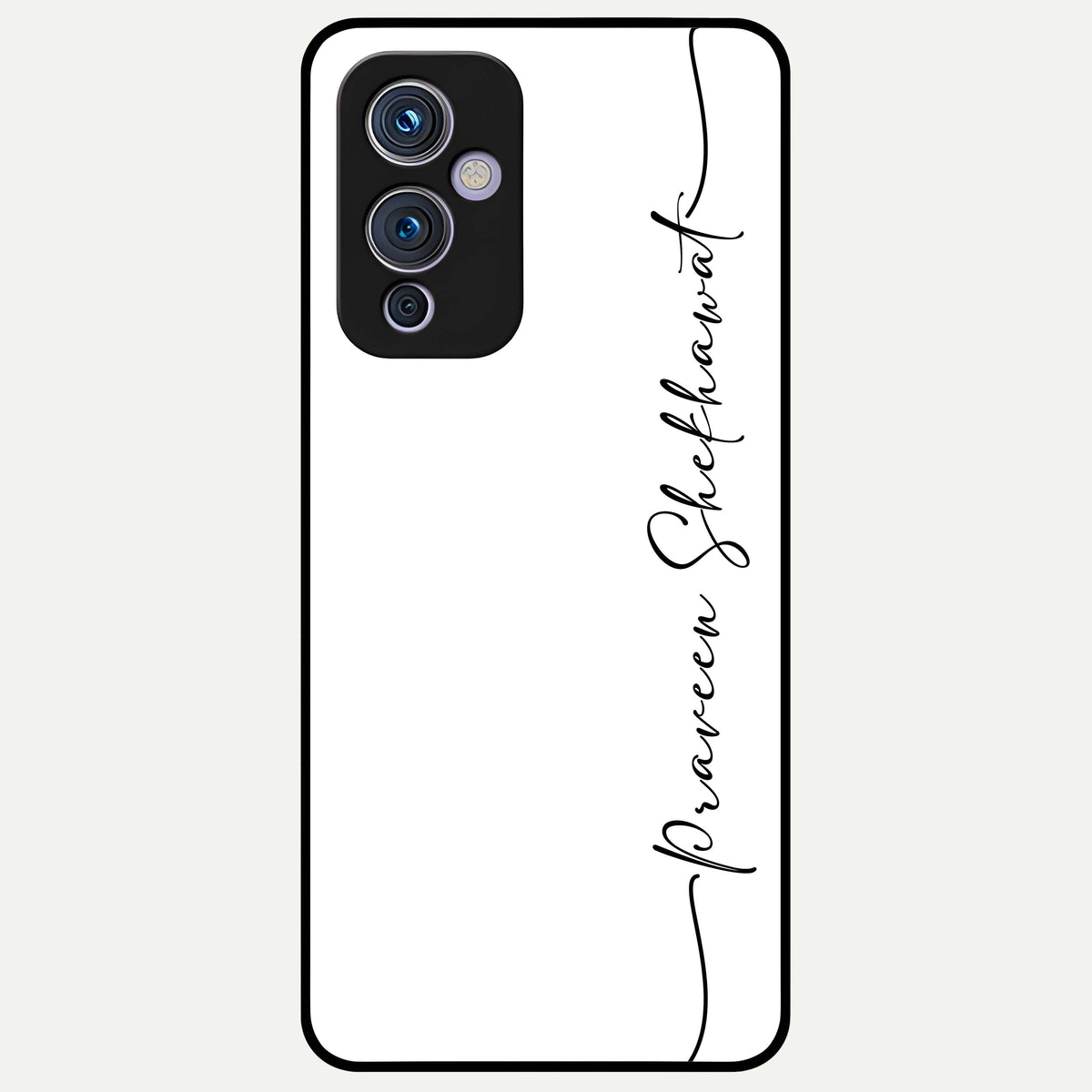  White Tune Custom Name Glass Case For OnePlus 9 back cover – personalized glossy printed glass finish