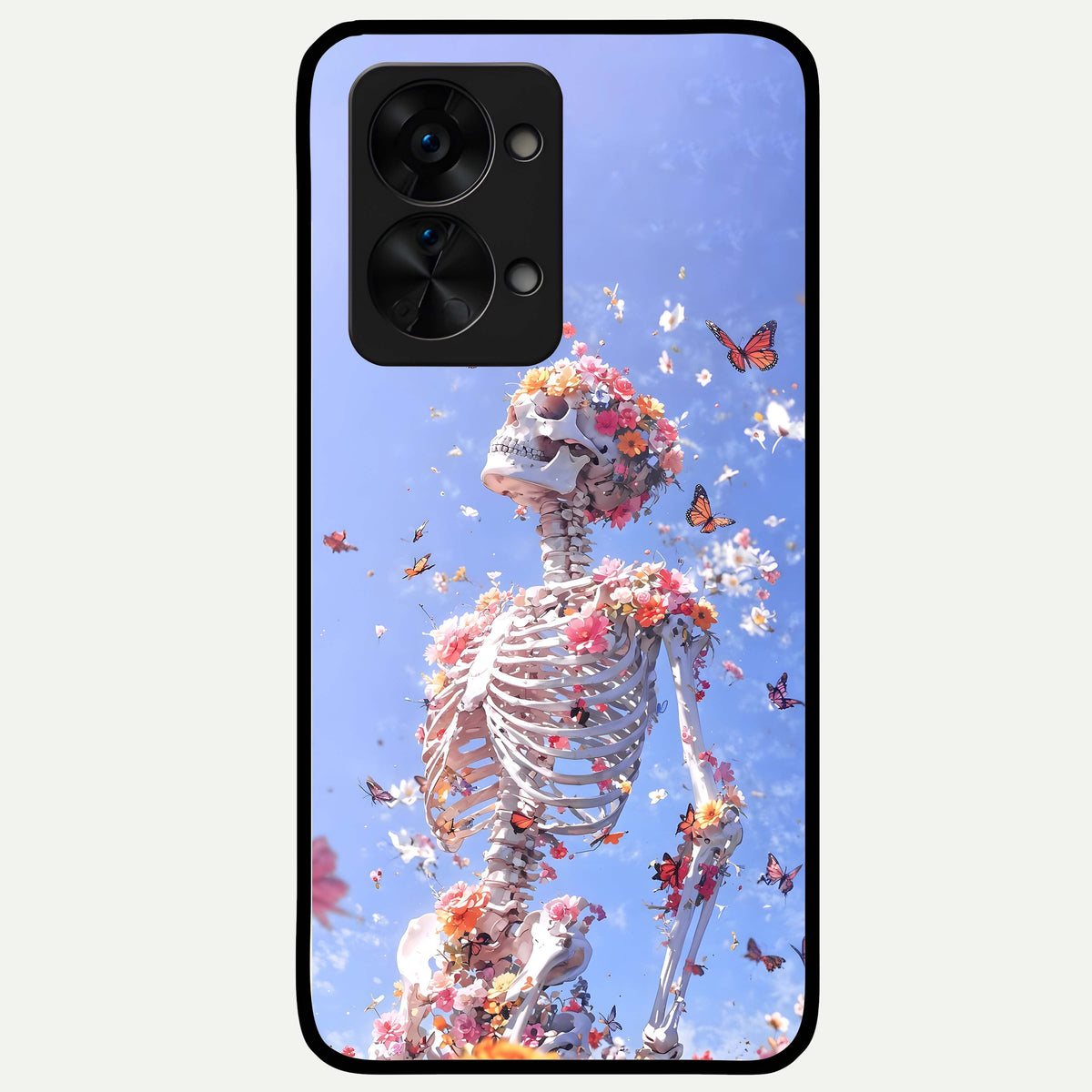  Bloom Beyond Bones Glass Case For OnePlus Nord 2T back cover – full design glossy printed glass finish