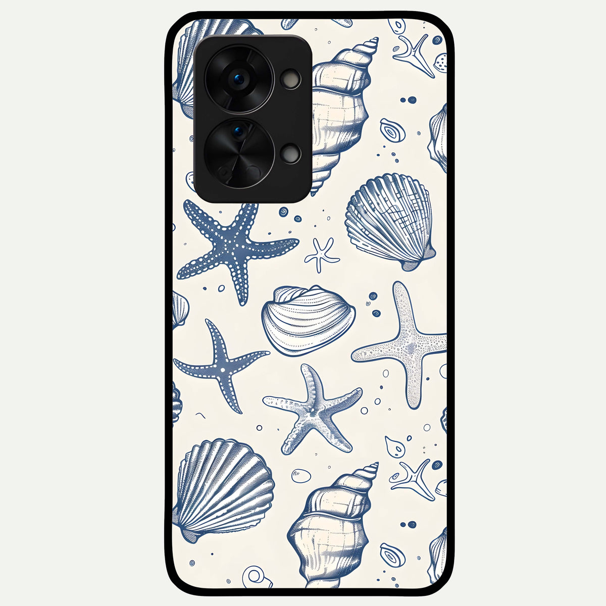  Blue Ocean Outline Glass Case For OnePlus Nord 2T back cover – full design glossy printed glass finish