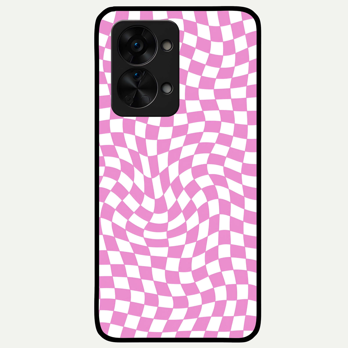  Bubblegum Check Wave Glass Case For OnePlus Nord 2T back cover – full design glossy printed glass finish