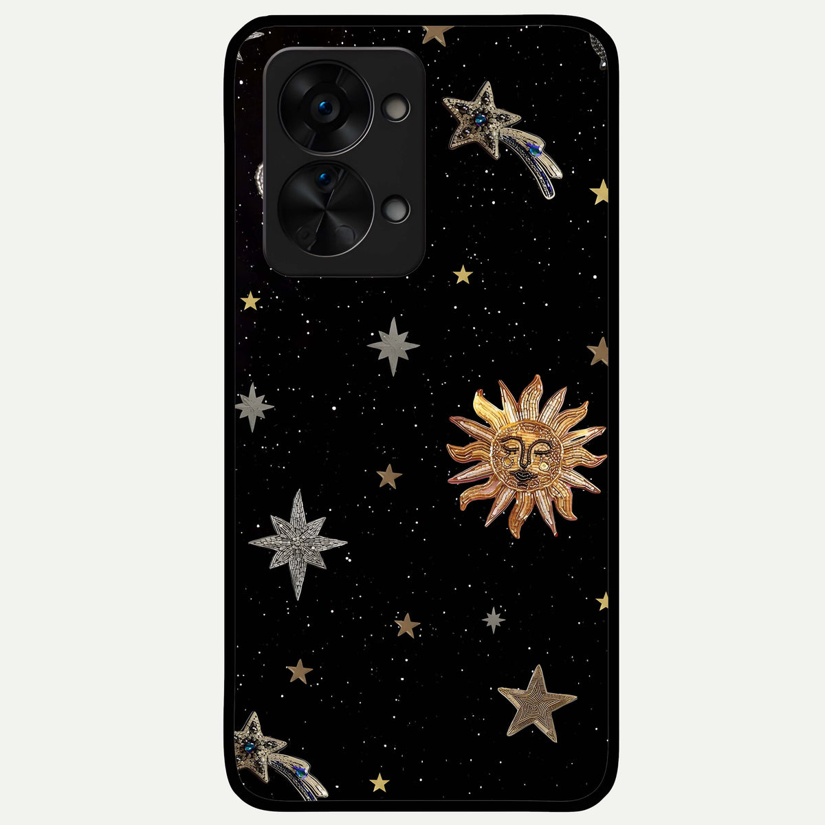  Celestial Moon With Stars Glass Case For OnePlus Nord 2T back cover – full design glossy printed glass finish