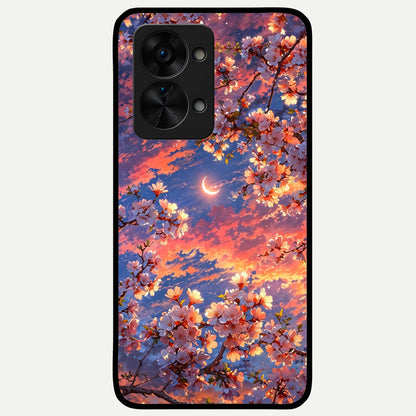  Celestial Sakura Sunset Glass Case For OnePlus Nord 2T back cover – full design glossy printed glass finish