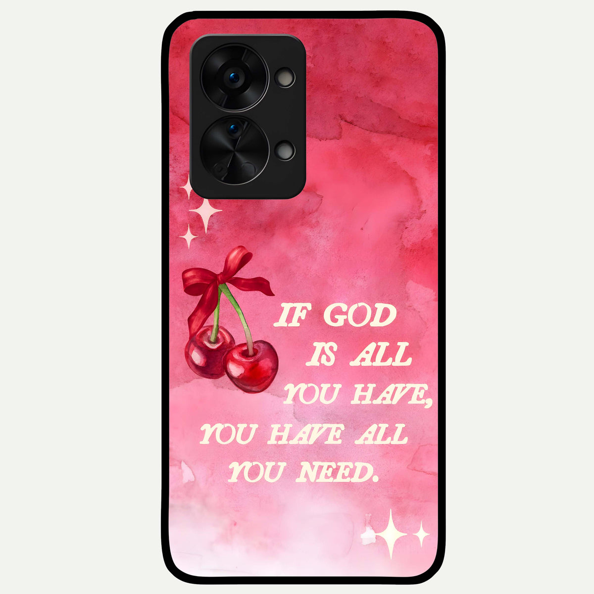  Cherry Quote Glass Case For OnePlus Nord 2T back cover – full design glossy printed glass finish