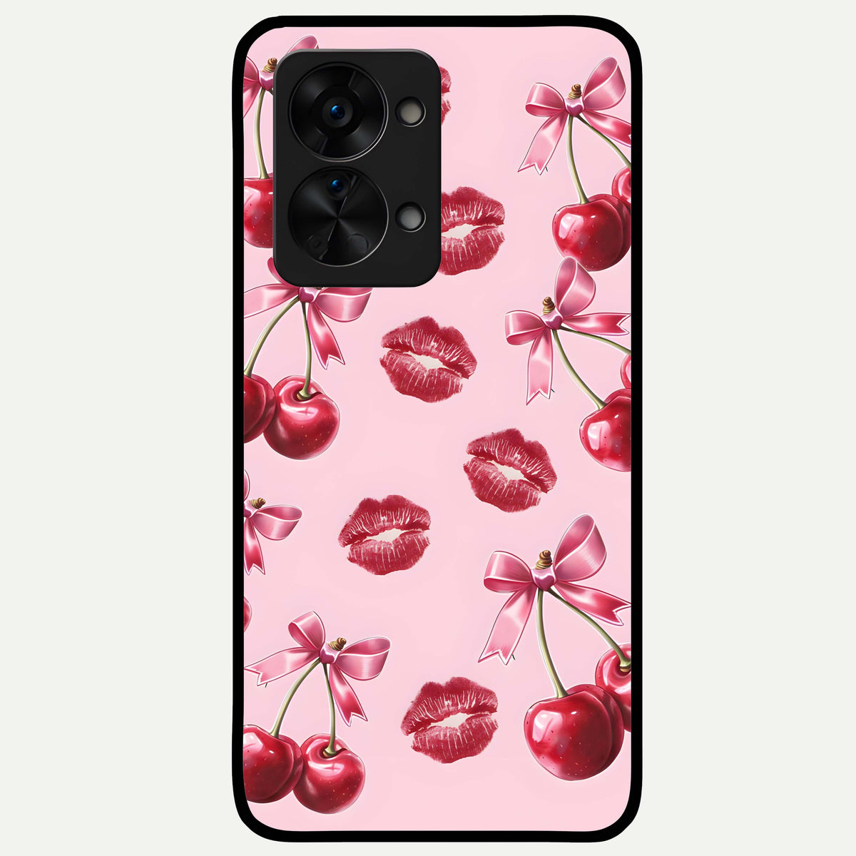  Cherry With Lips Glass Case For OnePlus Nord 2T back cover – full design glossy printed glass finish
