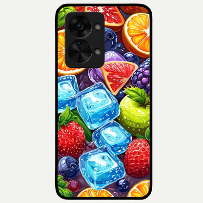  Colorful Fruits with Ice Glass Case For OnePlus Nord 2T back cover – full design glossy printed glass finish