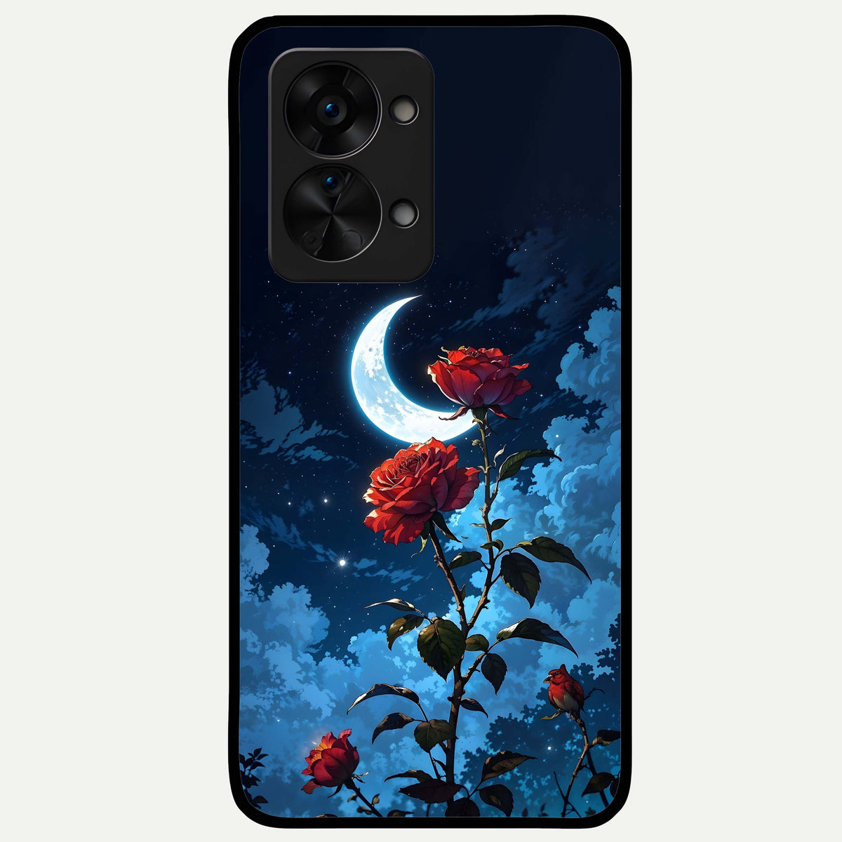  Crimson Rose Moon Glass Case For OnePlus Nord 2T back cover – full design glossy printed glass finish