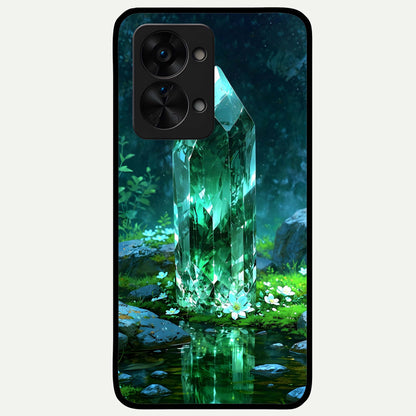  Emerald Light Crystal Glass Case For OnePlus Nord 2T back cover – full design glossy printed glass finish