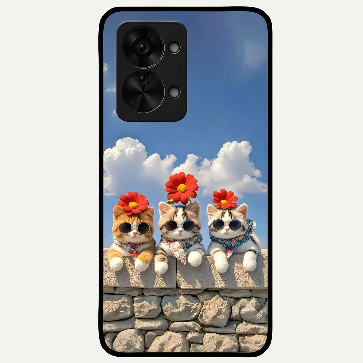  Floral Kitty Squad Glass Case For OnePlus Nord 2T back cover – full design glossy printed glass finish