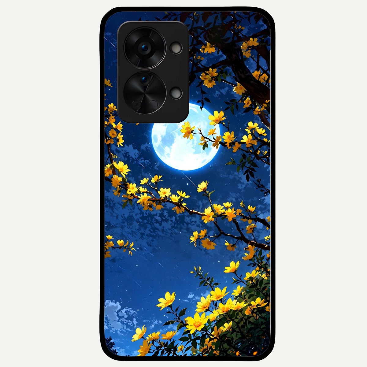  Golden Night Glow Glass Case For OnePlus Nord 2T back cover – full design glossy printed glass finish