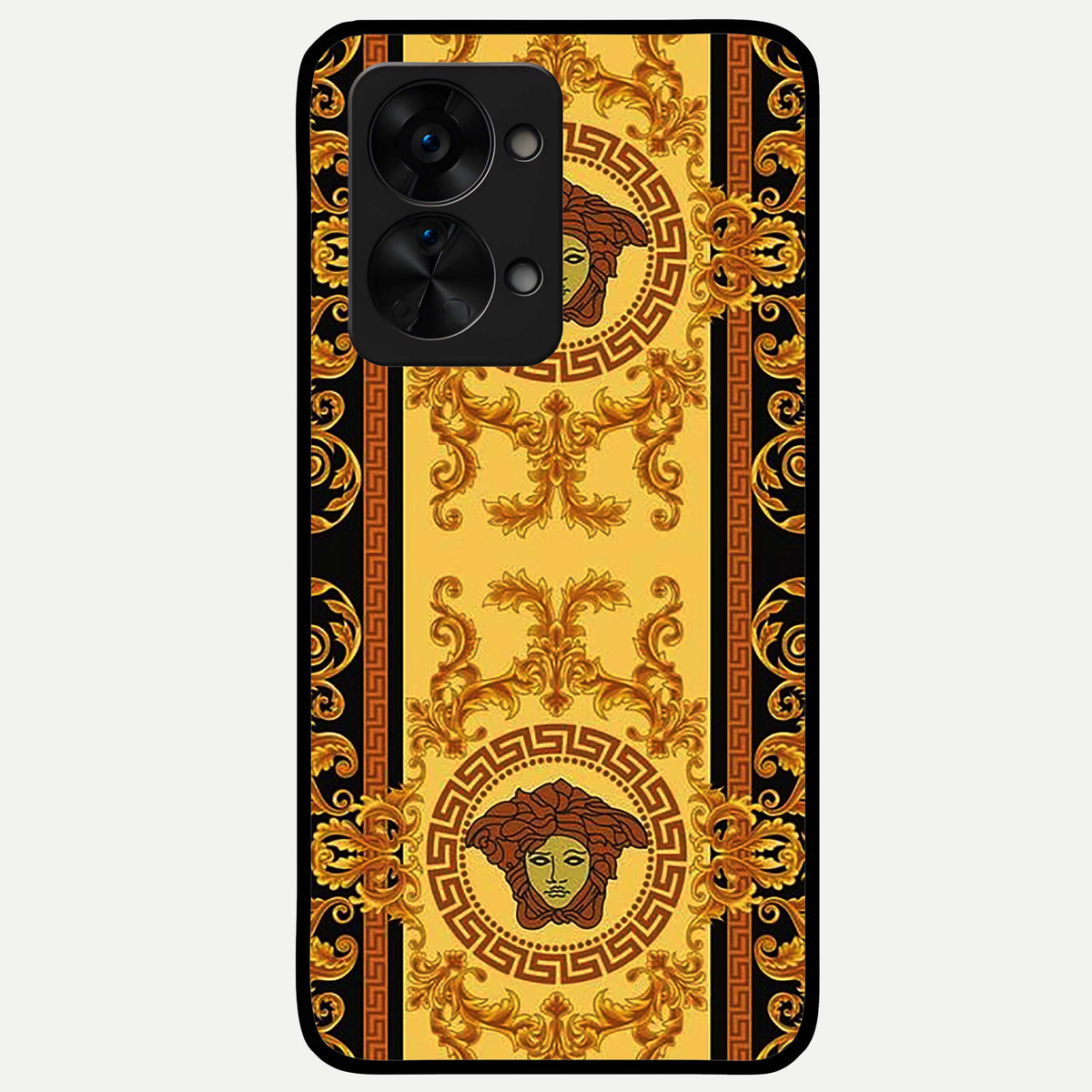  Golden Royal Heritage Glass Case For OnePlus Nord 2T back cover – full design glossy printed glass finish