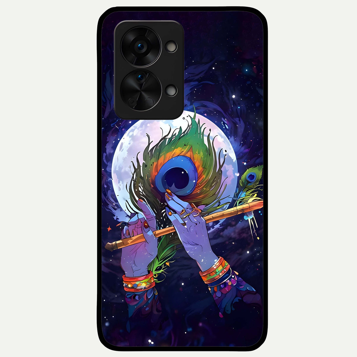  Krishna Hands Art Glass Case For OnePlus Nord 2T back cover – full design glossy printed glass finish