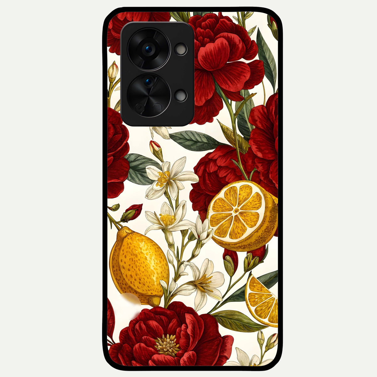  Lemon Rose Charm Glass Case For OnePlus Nord 2T back cover – full design glossy printed glass finish
