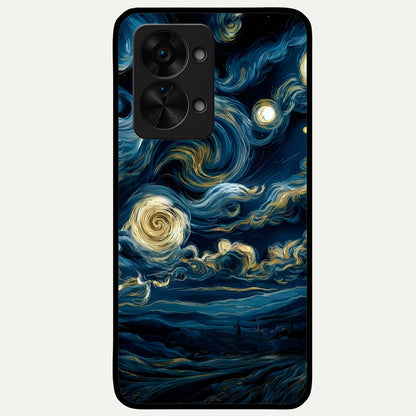  Midnight Sky Whirl Glass Case For OnePlus Nord 2T back cover – full design glossy printed glass finish