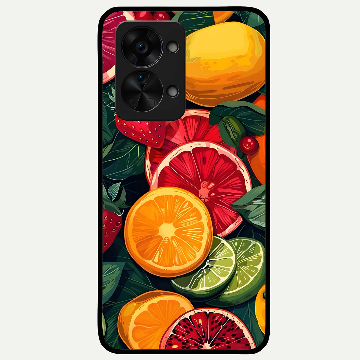  Multiple Fruits Glass Case For OnePlus Nord 2T back cover – full design glossy printed glass finish