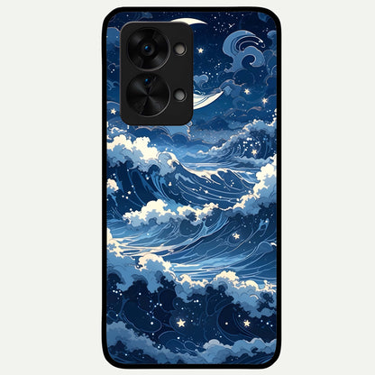  Ocean Moon Waves Glass Case For OnePlus Nord 2T back cover – full design glossy printed glass finish