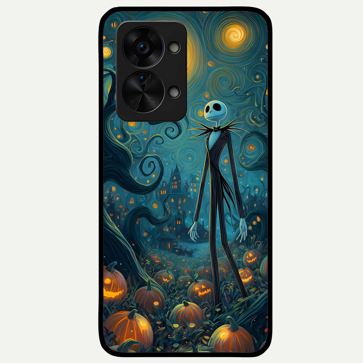  Pumpkin Moon Night Glass Case For OnePlus Nord 2T back cover – full design glossy printed glass finish