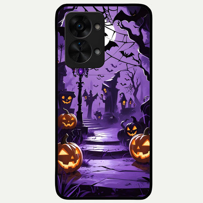  Pumpkin Patch Halloween Glass Case For OnePlus Nord 2T back cover – full design glossy printed glass finish