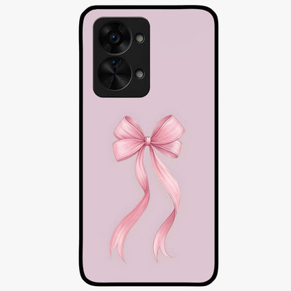  Soft Blush Bow Glass Case For OnePlus Nord 2T back cover – full design glossy printed glass finish