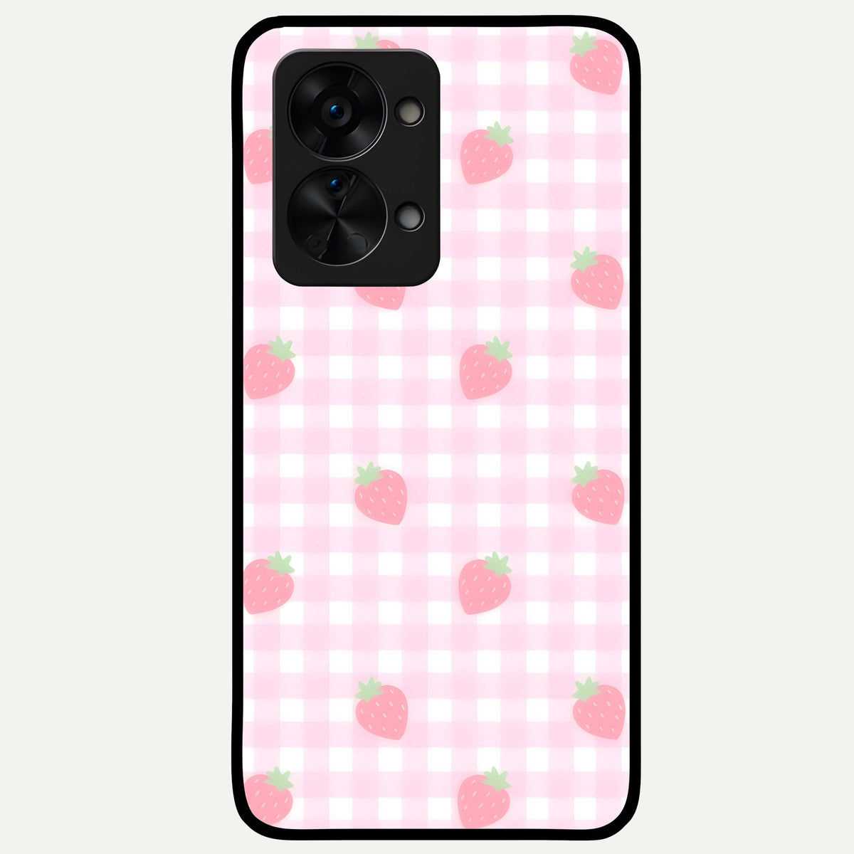  Strawberry Picnic Love Glass Case For OnePlus Nord 2T back cover – full design glossy printed glass finish