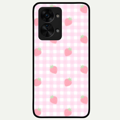  Strawberry Picnic Love Glass Case For OnePlus Nord 2T back cover – full design glossy printed glass finish