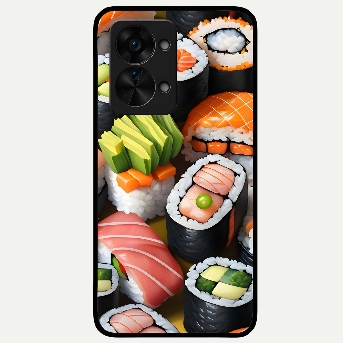 Sushi Food Pattern Glass Case For OnePlus Nord 2T back cover – full design glossy printed glass finish