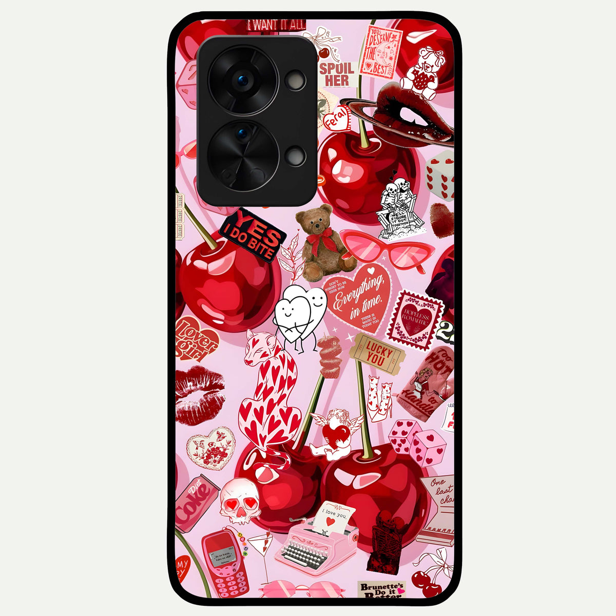  Sweet Cherry Chaos Glass Case For OnePlus Nord 2T back cover – full design glossy printed glass finish