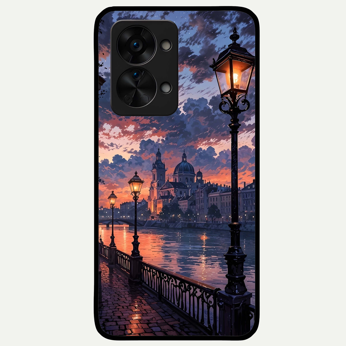  Twilight River Lights Glass Case For OnePlus Nord 2T back cover – full design glossy printed glass finish