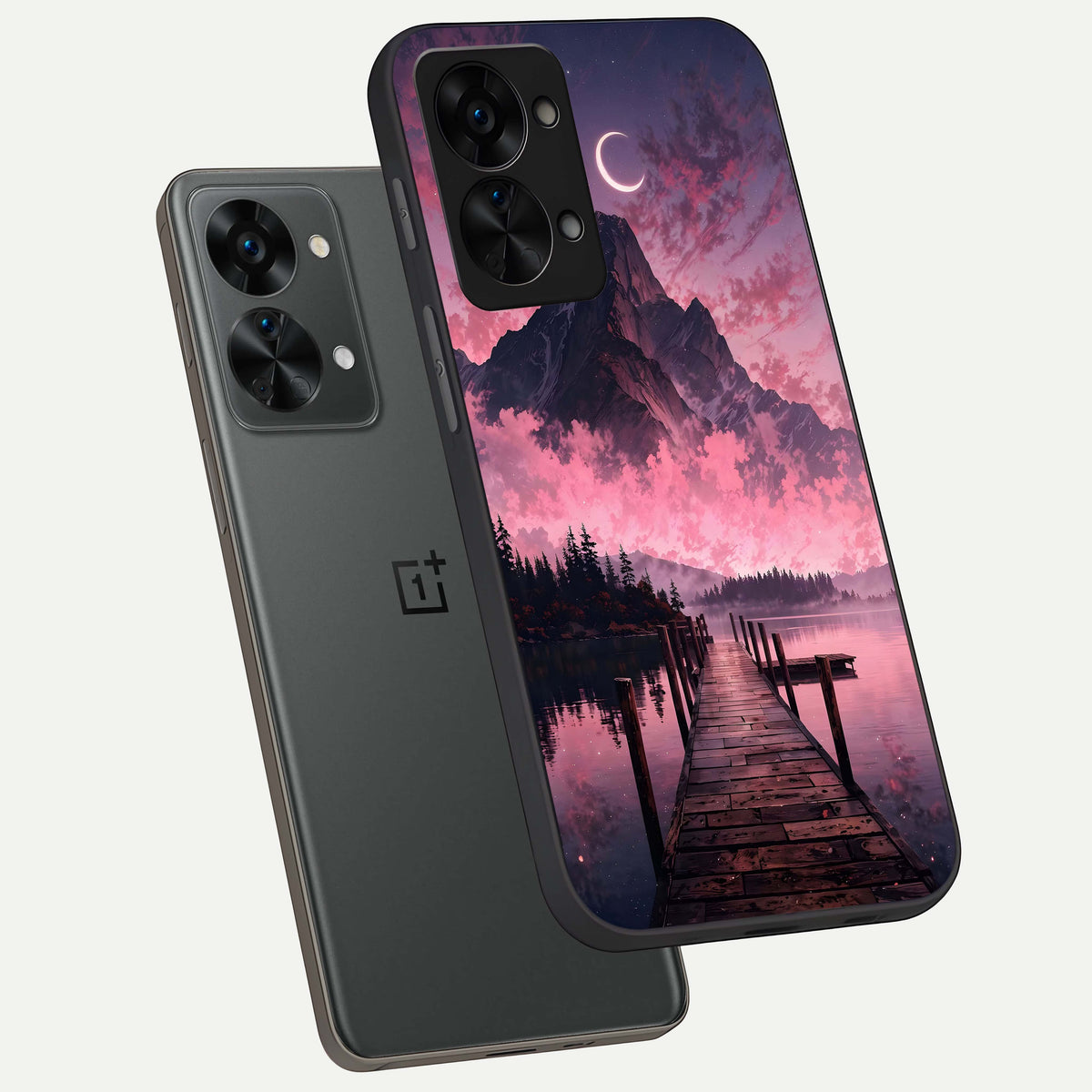  Beautiful Mountain View phone case For OnePlus Nord 2T showing premium glass back cover with detailed artwork