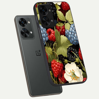  Berry Bloom Charm phone case For OnePlus Nord 2T showing premium glass back cover with detailed artwork