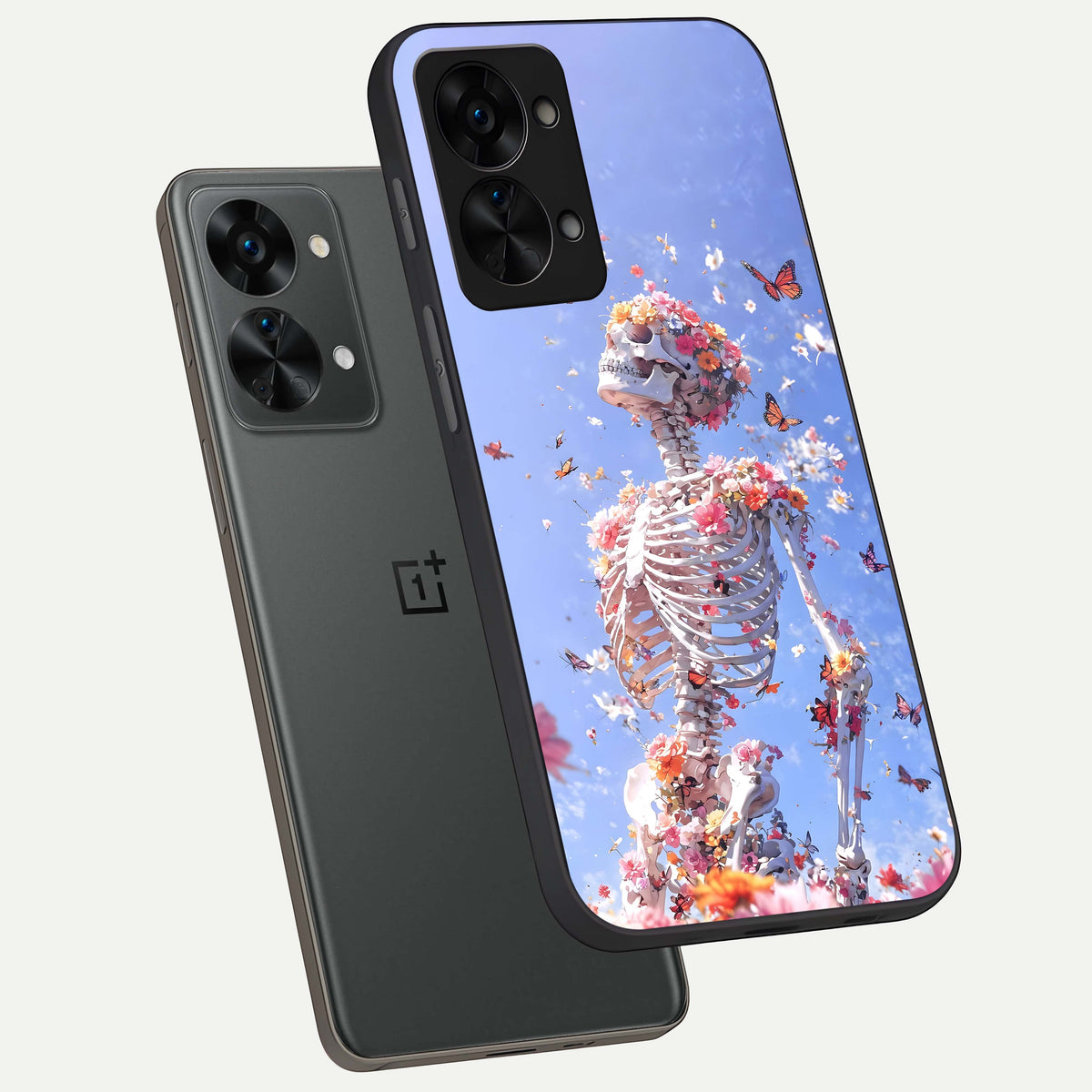  Bloom Beyond Bones phone case For OnePlus Nord 2T showing premium glass back cover with detailed artwork