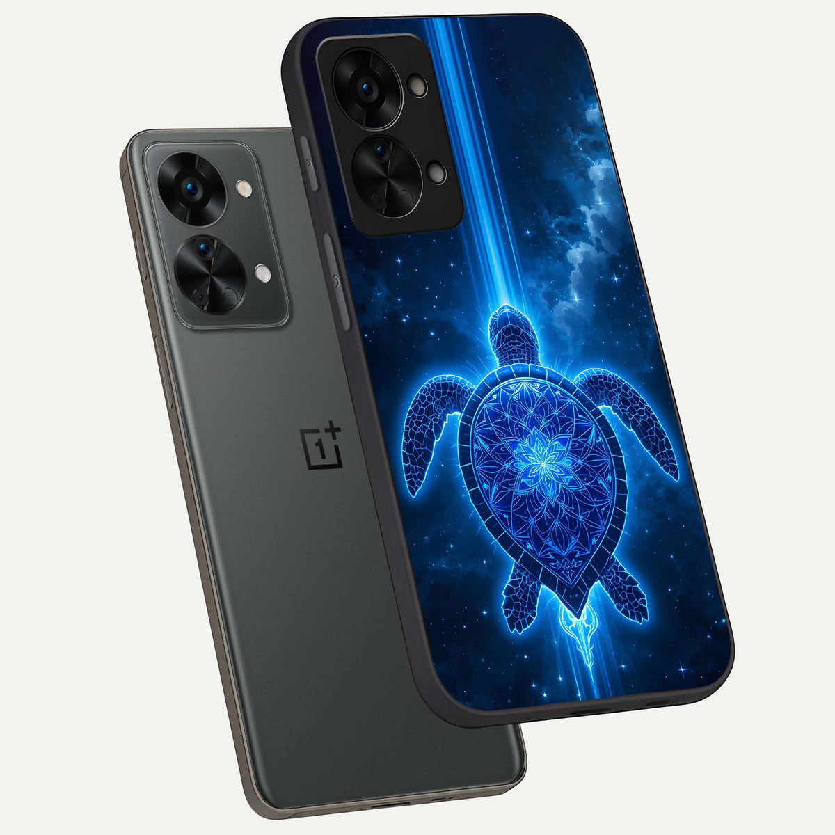  Blue Galaxy Turtle phone case For OnePlus Nord 2T showing premium glass back cover with detailed artwork