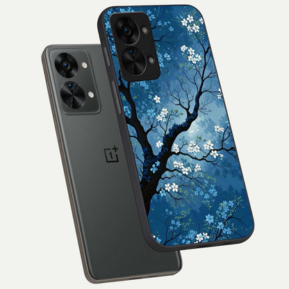  Blue Tree Serenity phone case For OnePlus Nord 2T showing premium glass back cover with detailed artwork