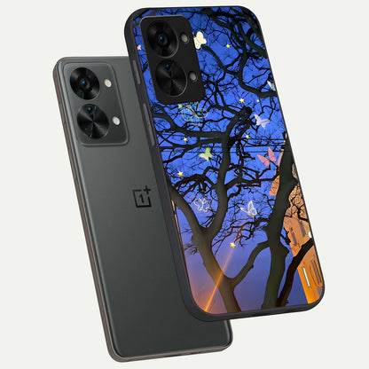  Butterfly Night Magic phone case For OnePlus Nord 2T showing premium glass back cover with detailed artwork