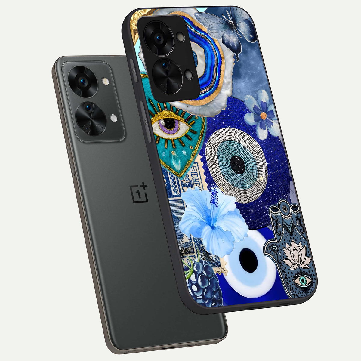  Celestial Blue Vision phone case For OnePlus Nord 2T showing premium glass back cover with detailed artwork