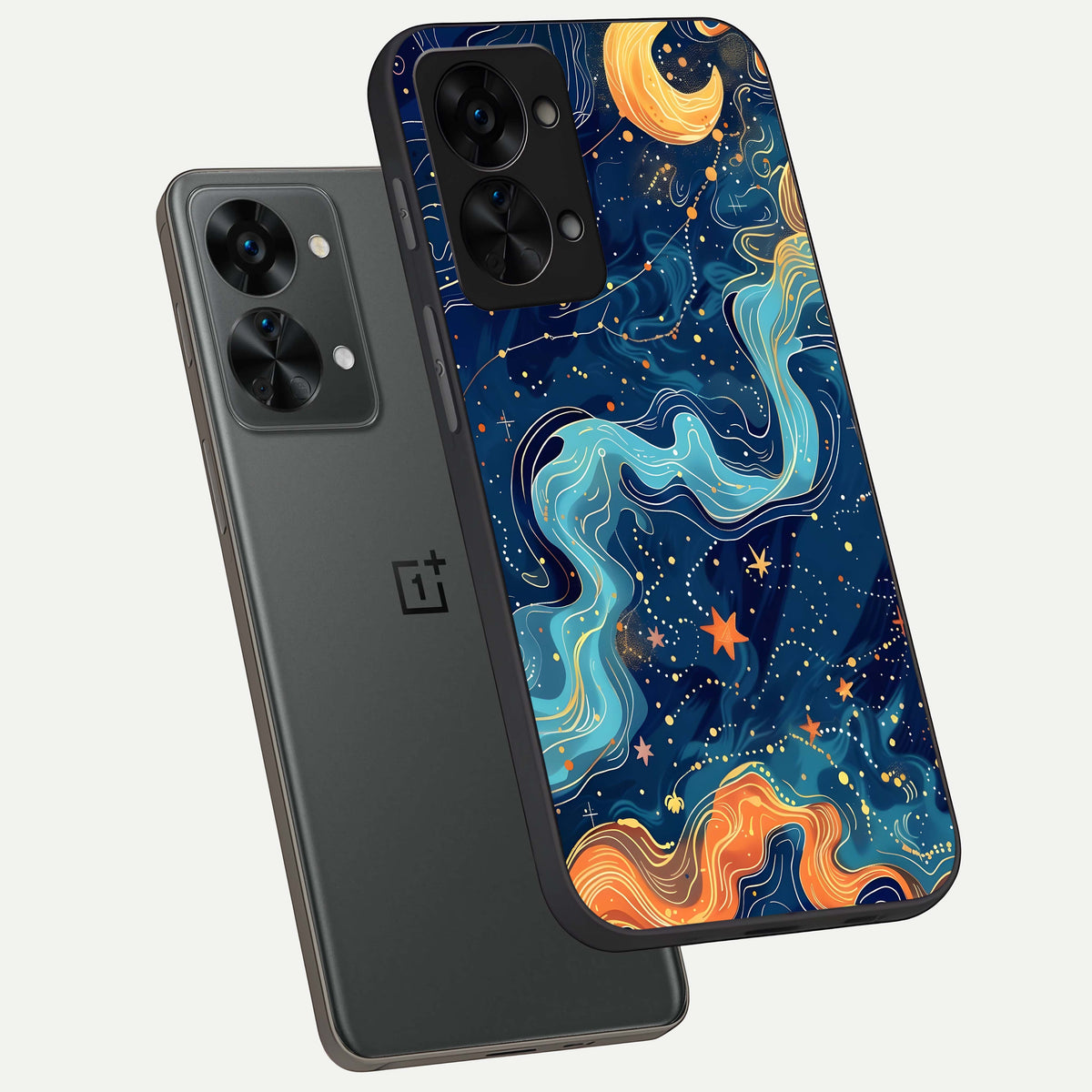  Celestial Dream Flow phone case For OnePlus Nord 2T showing premium glass back cover with detailed artwork
