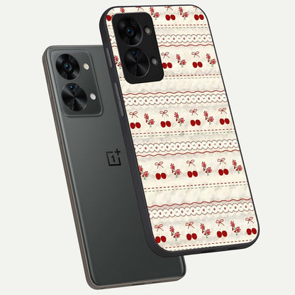  Cherry Bloom Charm phone case For OnePlus Nord 2T showing premium glass back cover with detailed artwork