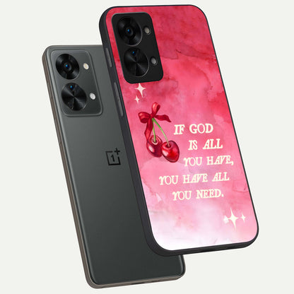  Cherry Quote phone case For OnePlus Nord 2T showing premium glass back cover with detailed artwork